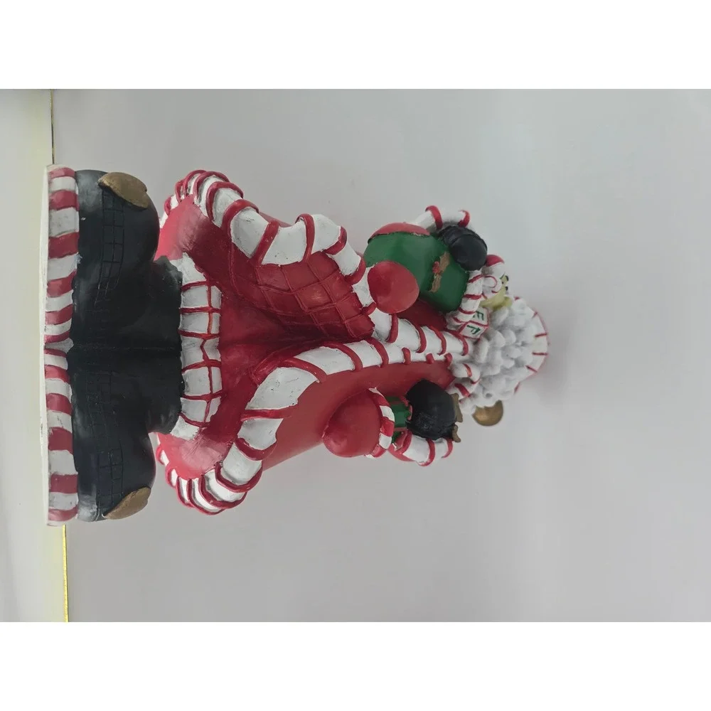 Vintage Santa Figurine Hand Painted Resin Candy Cane Heart Christmas Decor